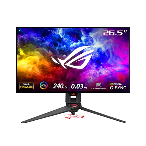 ASUS ROG Swift OLED PG27AQDM - Monitor Gaming de 27" (26,5 pulgadas visibles), 1440p, OLED, 240Hz, 0,03 ms, antirreflejos, disiPador personalizado, brillo uniforme, 99% DCI-P3, DisplayWidget Center