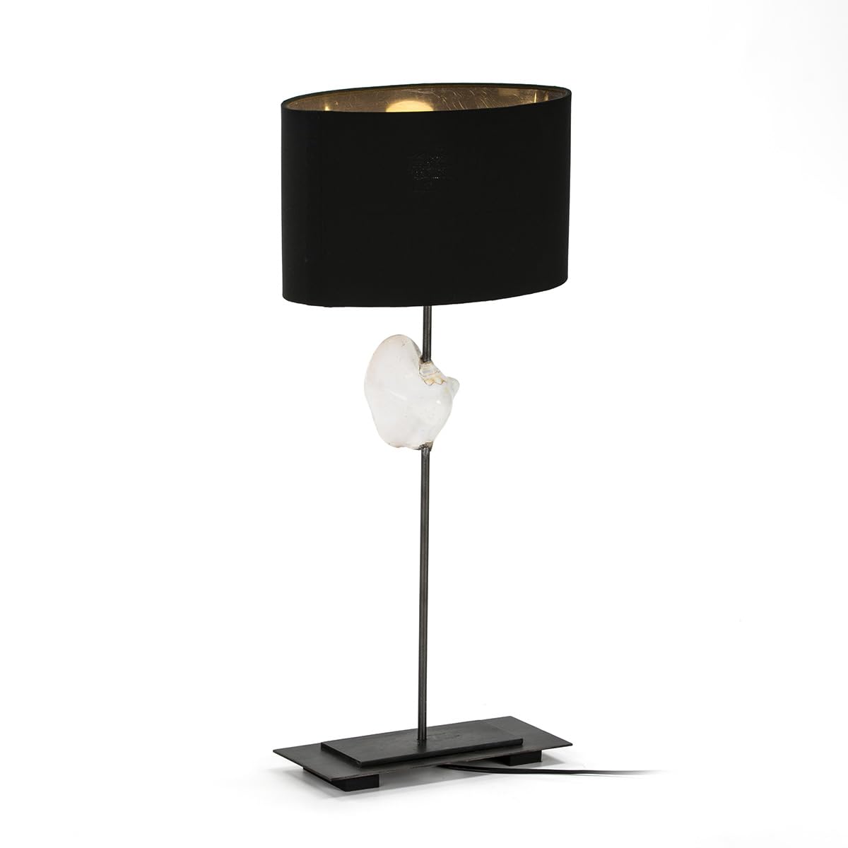 LAMPARA SOBREMESA 30X13X53 NACAR/METAL CON PANTALLA NEGRO