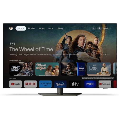 Philips Ambilight 55OLED819: Smart TV 4K OLED - Pantalla de 55 Pulgadas con P5 AI Picture, Google TV, Dolby Vision y Dolby Atmos Sound, Funciona con Alexa y Asistente de Google - Metal