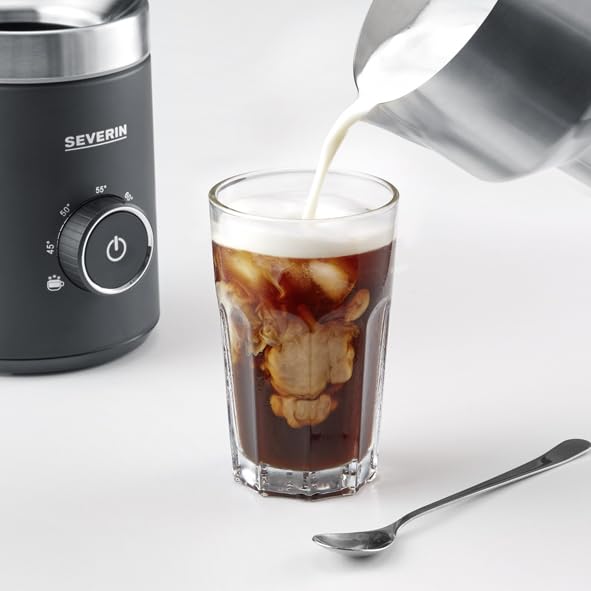 SEVERIN Espumador de leche por inducción Spuma 700, espumador eléctrico que no quema la leche, jarra espumadora apta para el lavavajillas, acero inoxidable/negro mate, SM 3586
