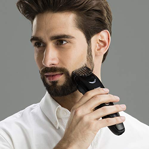 Panasonic ER-SB40-K803 Trimmer de Barba para Hombres, Cortapelos Portátil Resistente Al Agua, 20 ajustes de longitud, Accesorio de Peine, Inalámbrico y con Cable, Indicador de Batería LED, Negro