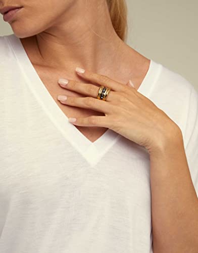 UNO de 50 Anillo De Aleación De Metales Bañado En Oro De 18K Con Cristal Facetado Gris