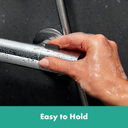 hansgrohe Pulsify S Puro - sistema de ducha ahorro de agua (EcoSmart) con termostato bañera, ducha lluvia (260 mm) con grifo bañera, ducha de mano, flexo, barra, ducha fija redonda, cromo, 24232000