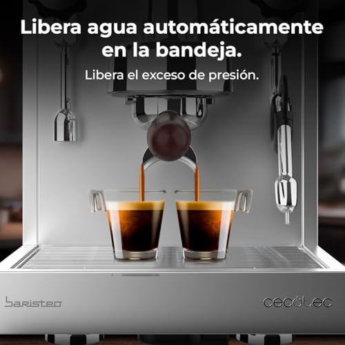 Cecotec Cafetera Express Barista Baristeo Classic. 2700W, Bomba 15 Bares, Control Pid, Doble Calentamiento, depósito 2.5L, Vaporizador, Grifos Profesionales, Extracción Crema, Diseño Profesional