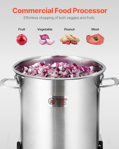 VEVOR Procesador de Alimentos y Picadora de Verduras, Acero Inoxidable de Grado Alimenticio 18 L con Cuchilla en Forma de S y Raspador, para Picar Verduras, Frutas, Granos y Nueces, 425 x 373 x 710 mm