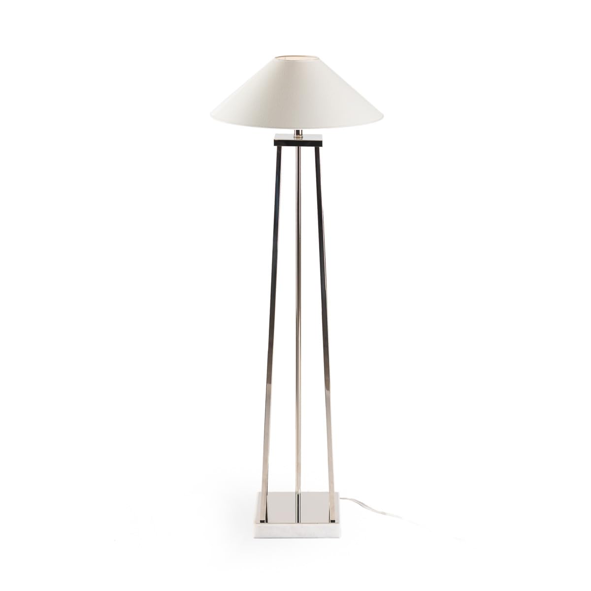 LAMPARA DE PIE 25X25X127 MARMOL BLANCO/METAL NIQUEL SIN PANTALLA