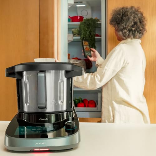 Cecotec Robot de Cocina Multifunción con Dispensador de Alimentos Mambo CooKing Unique. 2200W, 45 Funciones, Miles de Recetas Guiadas, Jarra Unique de 4,5L, Accesorios: Vaporera o Pala para Guisos