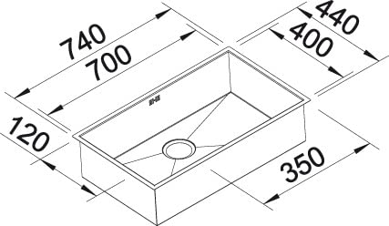 Blanco 526246 Fregadero de Cocina, Acero Inoxidable Dark, 700mm-ohne Armaturenbank
