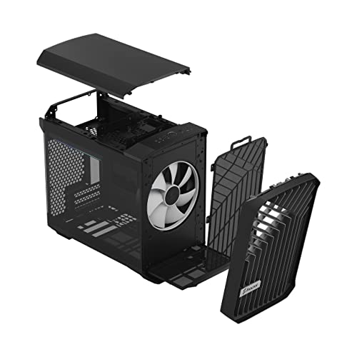 Fractal Design Torrent Nano RGB Black - Light Tint Tempered Glass Side Panels - Open Grille for Maximum Air Intake - 180mm RGB PWM Fan Included - Type C - mATX Airflow Mini Tower PC Gaming Case