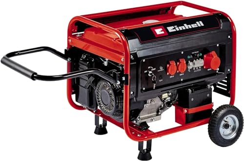 Einhell Generador eléctrico (gasolina) TC-PG 65/E5 (potencia permanente 3,2 kW a 230 V y 3,6 kW a 400 V, 13 A corriente nominal a 230 V, 25 L depósito para gasolina super E5)