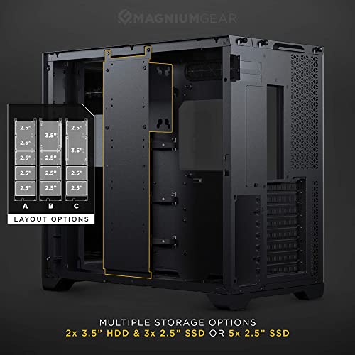 MagniumGear (MG-NE620QI_DBK02) Neo Qube 2 IM, Doble cámara ATX Mid-Tower, Digital-RGB Infinity Mirror Panel Frontal, I/O Frontal USB Tipo C, Paneles de Vidrio Templado, Negro