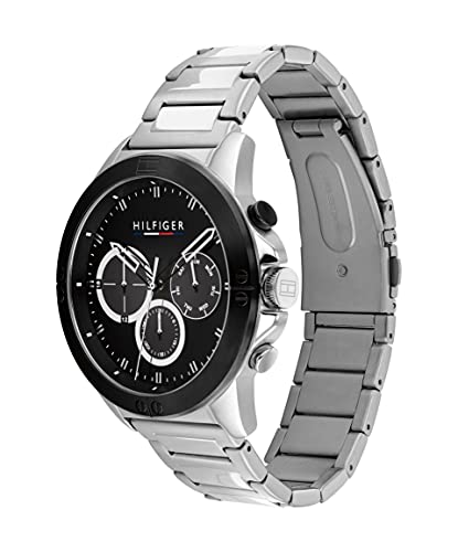 Tommy Hilfiger Reloj Analógico de Cuarzo Multifunción para Hombre con Correa de Acero Inoxidable Plateada - 1791890