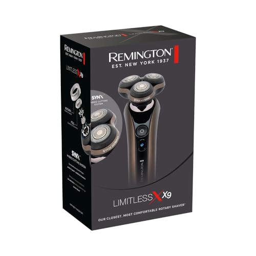 Remington XR1795 Afeitadora Rotativa y Láminas 2 en 1 X9 Limitless X, sistema de corte híbrido SynX, inalámbrica, recargable, uso en seco/mojado, Pivotball de 360°, memorización del afeitado
