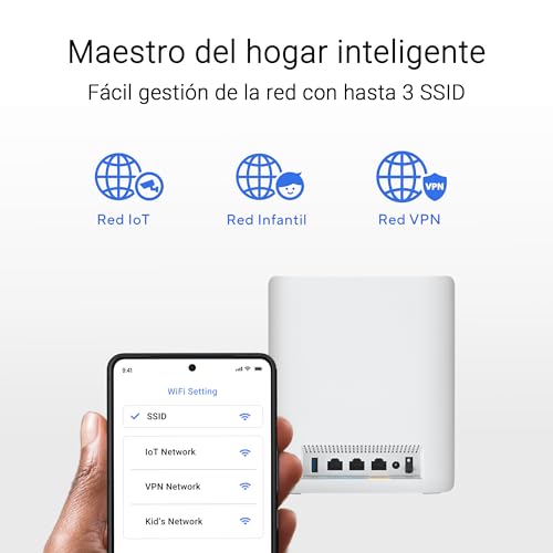 ASUS ZenWiFi BT10 2-Pack - WiFi 7 Mesh tribanda, 18 Gbps, 557 m2 (2 Unidades), Dos Puertos 10G, Seguridad y Controles parentales incluidos, Smart Home Master SSIDs, Mobile Tethering 4G y 5G, Blanco