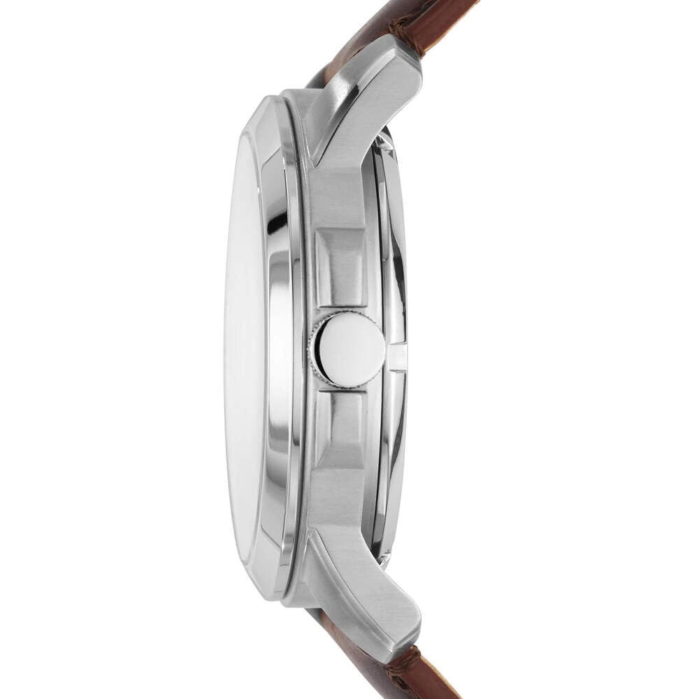 Fossil Reloj para hombre Grant, movimiento automático, caja de acero plateado de 45mm con correa de piel, ME3099