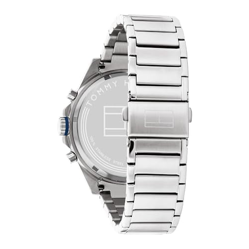 Tommy Hilfiger Reloj Analógico de Cuarzo Multifunción para Hombre con Correa de Acero Inoxidable Plateada - 1791973