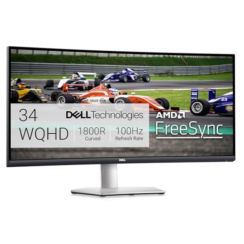 Dell S3422DW 34" WQHD (3440x1440) 21:9 1800R Monitor Curvo, 100Hz, VA, 4ms, AMD Radeon FreeSync, Altavoces Integrados, DisplayPort, 2x HDMI, 3x USB, Plata