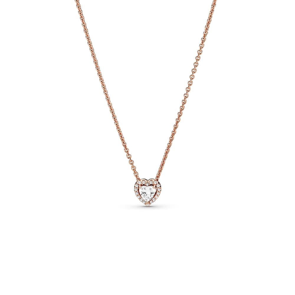Pandora Timeless Collar con diseño de corazón centelleante chapado en oro de 14 quilates con circonita cúbica transparente