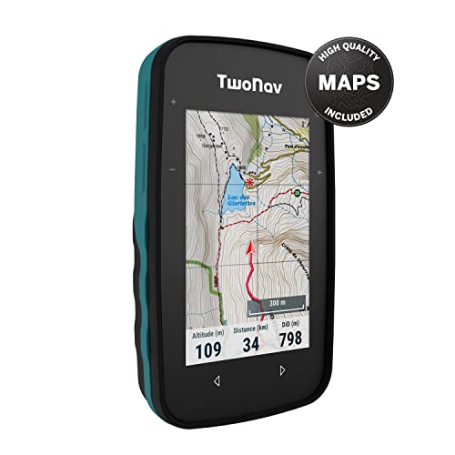 TwoNav Cross Plus + Mapa de Francia IGN Topo Completo, GPS de Deportes con Pantalla de 3,2 Pulgadas para Bicicleta de montaña, Ciclismo, Trekking o Senderismo con Tarjetas Incluidas. Color Turquesa