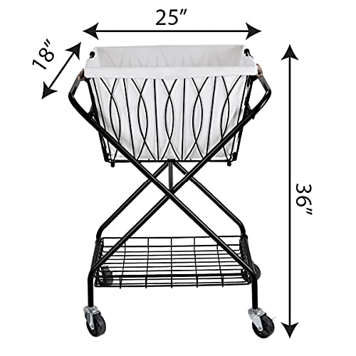 Artesa Verona - Carrito plegable para la colada con cesta, color negro