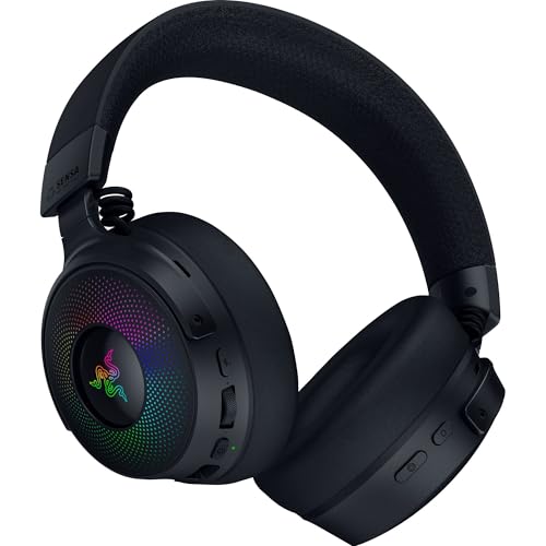 Razer Kraken V4 Pro - Auriculares inalámbricos para Juegos con Centro de Control - Háptica Razer Sensa HD (Controladores Triforce de 40mm, Razer HyperSpeed & Bluetooth, THX Spatial Audio) Negro