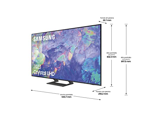 Samsung TV Crystal UHD 2023 65CU8500 - Smart TV de 65", Procesador Crystal UHD, Q-Symphony, Samsung Gaming Hub, Diseño AirSlim y Contrast Enhancer con HDR10+