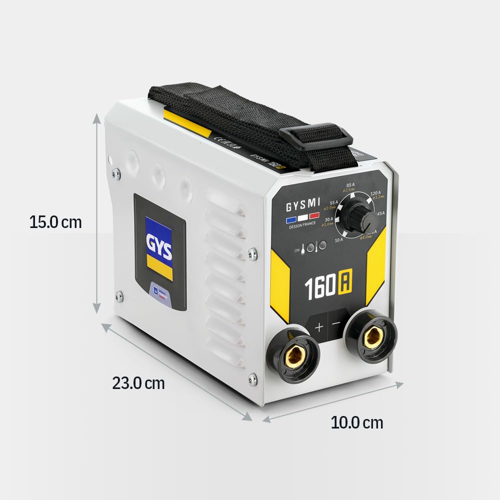 GYS, GYSMI 160A, estación de soldadura de electrodo recubierto 160A monofásico 230V (MMA), arco fuerza, antisticking, Hot Start, con máscara LCD TECHNO 11, portaelectrodos, cable de masa