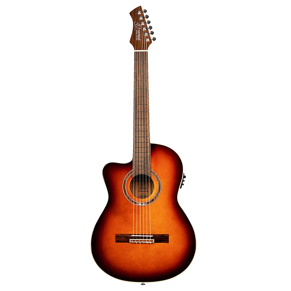 ORTEGA Perfomer Series Classical Guitar 44 Mástil delgado, Caja fina, Zurdo Abeto y Preamp y funda RCE238SN-FT-L