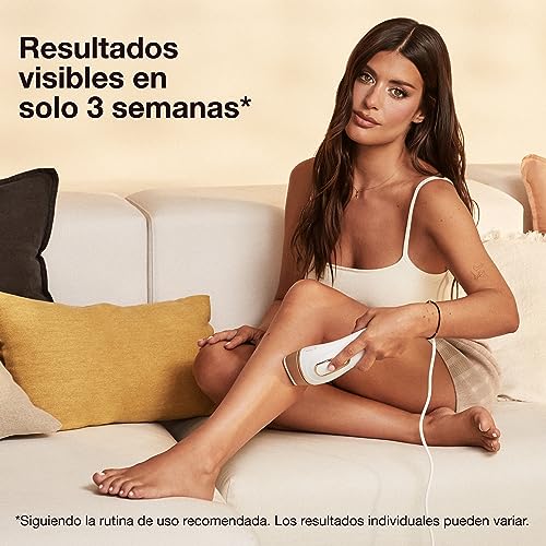 Braun Silk-expert Pro 5 Depiladora Láser Mujer/Hombre Luz Pulsada IPL, Alternativa a la Depilación Láser ,Cabezal de Precisión + Maquinilla de Afeitar Venus, PL5387, Dorada/Blanca