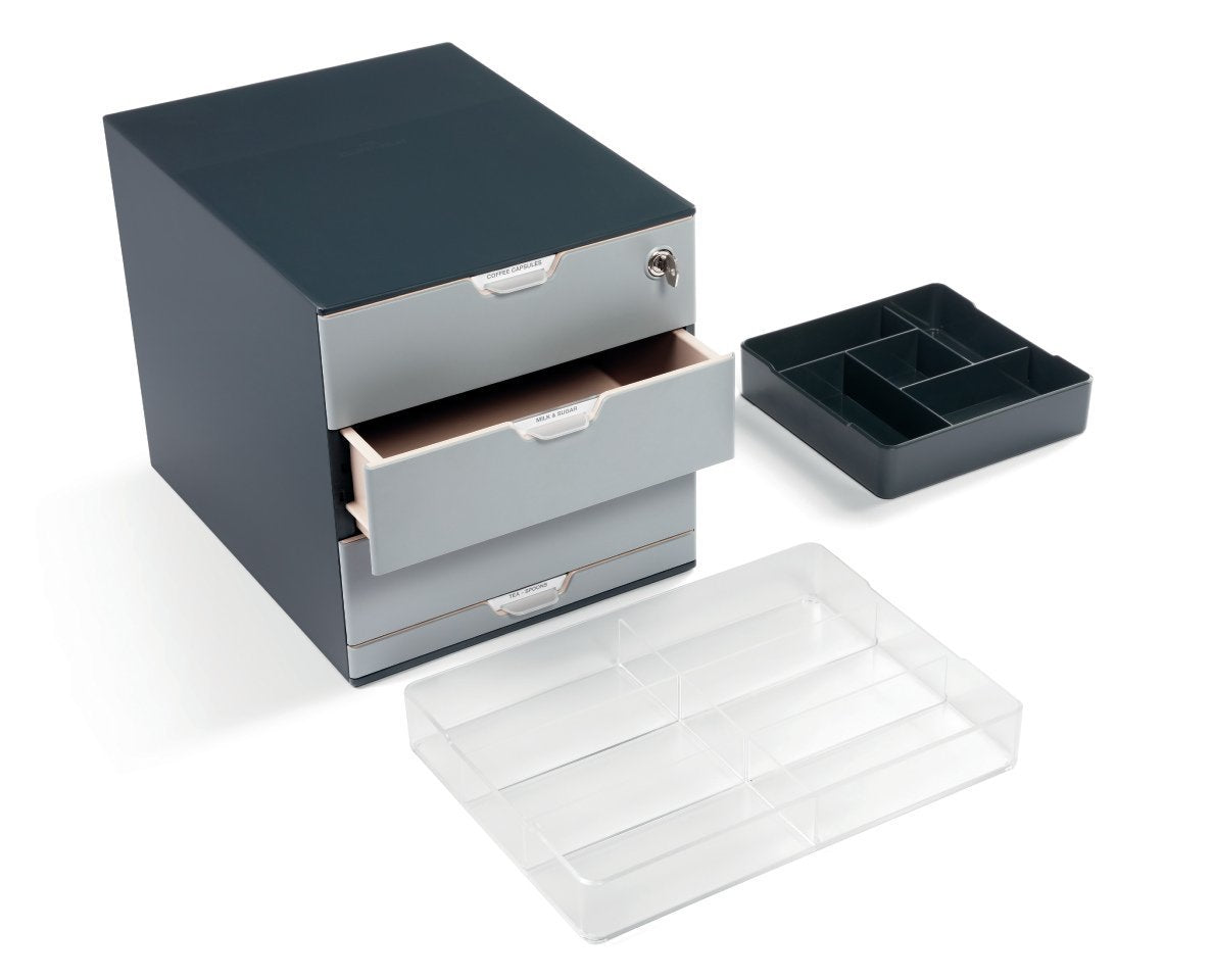 Durable 338558 Caja para café COFFEE POINT BOX para organizar cápsulas de café, sobres de azúcar,cucharillas, servilletas, bolsas de té y mucho más, antracita