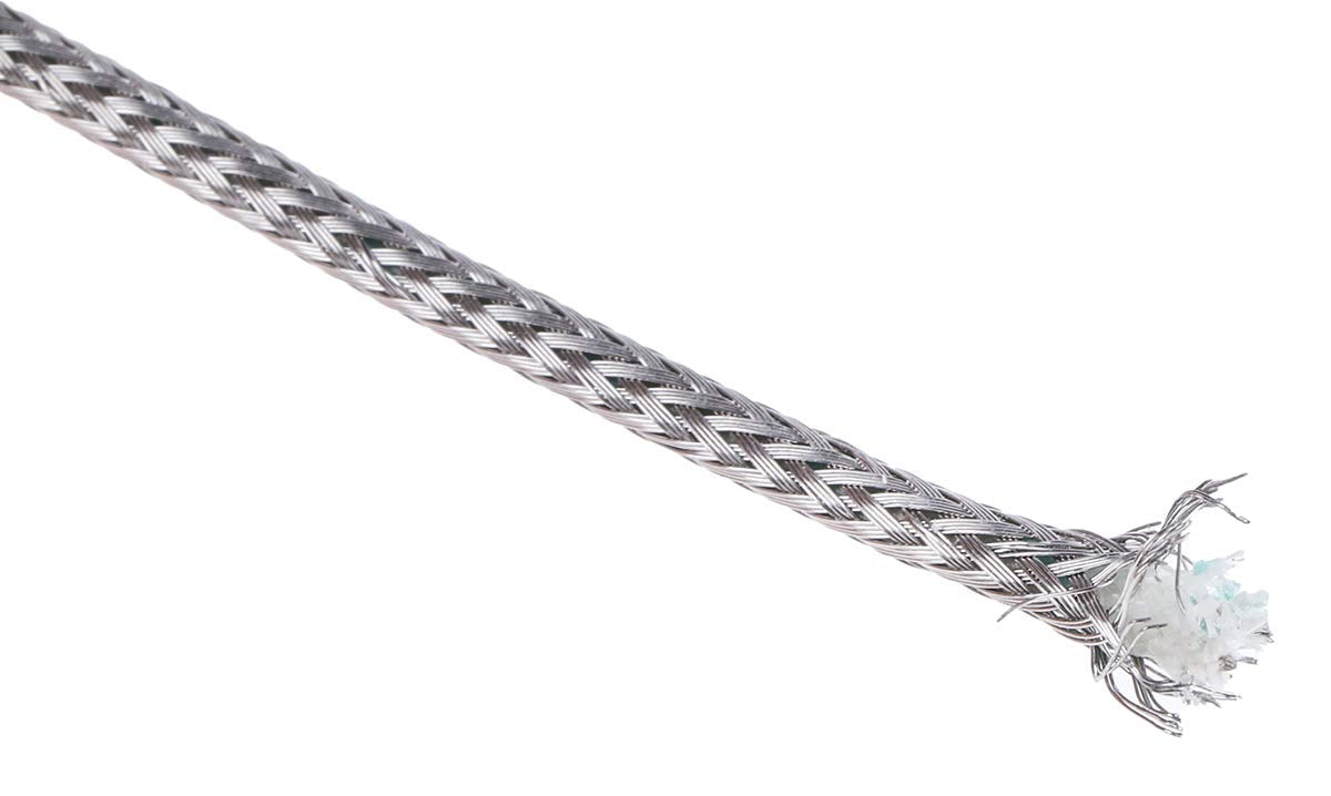 RS PRO Cable termopar aislado de fibra de vidrio de 7/0,2 mm para termopar tipo K, L. 100 m, máx. +350 °C