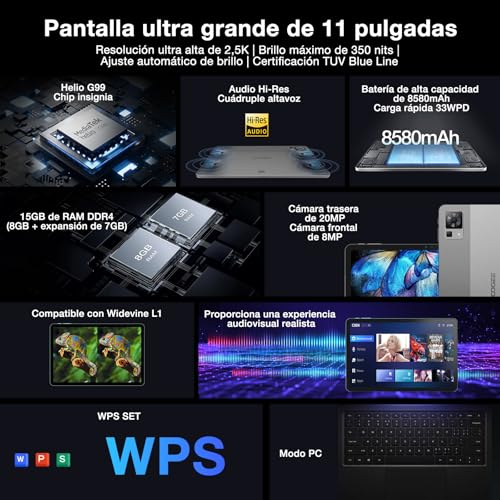 Doogee T30 Pro 15GB(8GB+7GB)/256GB Gris - Tablet Marca