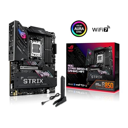 ASUS ROG Strix B850-E Gaming WiFi - Placa Base AMD, 16+2+2 etapas de Potencia, DDR5, Cinco Ranuras M.2, PCIe 5.0, WiFi 7, Puerto USB4 Tipo-C, USB 20 Gbps con PD 3.0 de hasta 30 W y Aura Sync RGB
