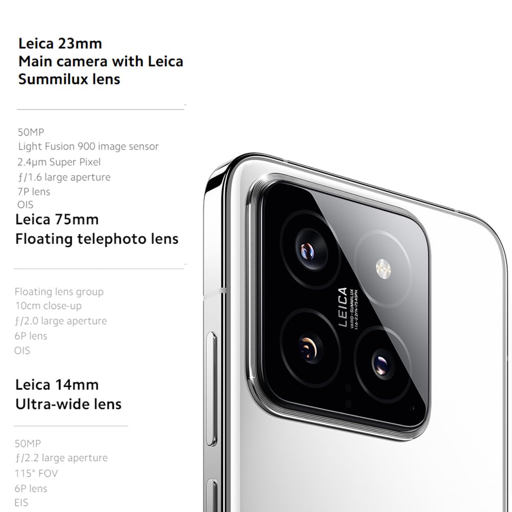 Xiaomi 14 Smartphone, 12 + 512 GB móvil sin contrato, pantalla AMOLED de 120 Hz de 6,36 pulgadas, Snapdragon 8 Gen3, 4610 mAh, 90 W HyperCharge, IP68 resistente al polvo y al agua, cámara Leica