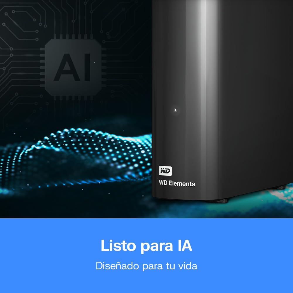 WD 26TB Elements Disco Duro Externo de Escritorio, USB 3.1 Gen 1, Plug-and-Play solución para un fácil Almacenamiento Adicional de Tus Fotos, música, vídeos y Archivos Importantes, Negro