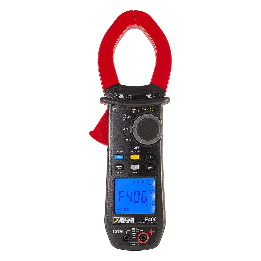 Chauvin Arnoux F406 - Alicates de corriente digital a prueba de salpicaduras (IP54) CAT III 1500 V, CAT IV 1000 V