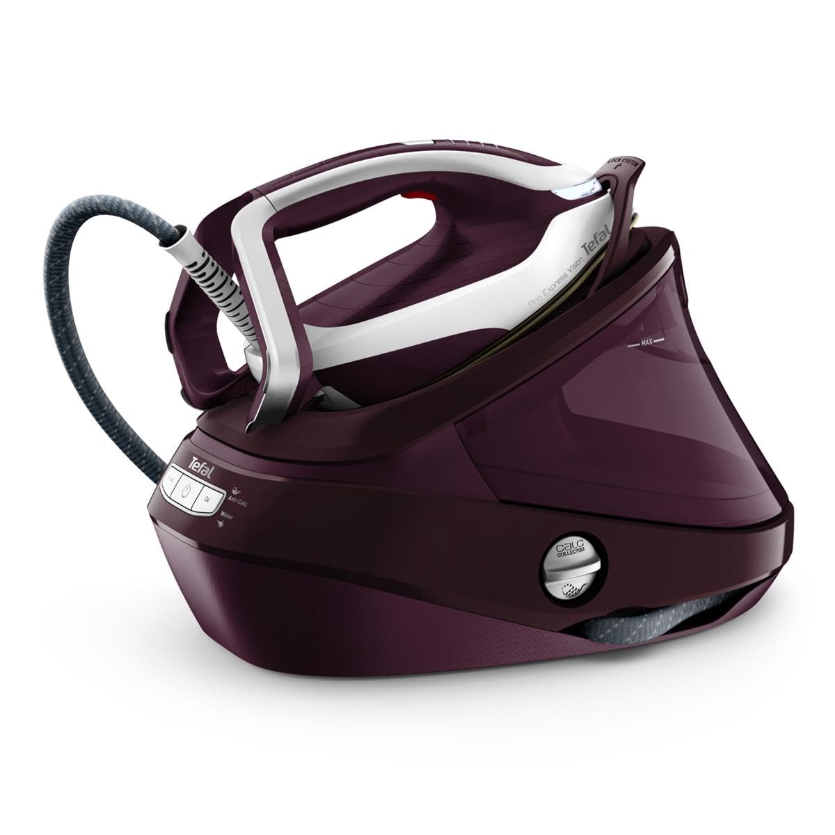 Tefal GV9810 Pro Express Vision - Plancha de vapor con luz LED inteligente en la plancha, potente presión de 8,3 bares, vapor de 180 g/min, 680 g/min de vapor extra, sistema antical, color rojo y