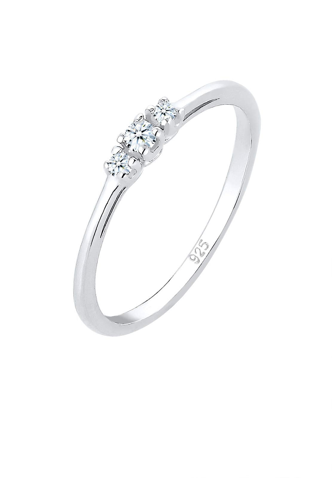 Elli PREMIUM Anillos Compromiso para Mujer con Diamantes (0,07 quilates) Confeccionado en Plata de Ley de 925.