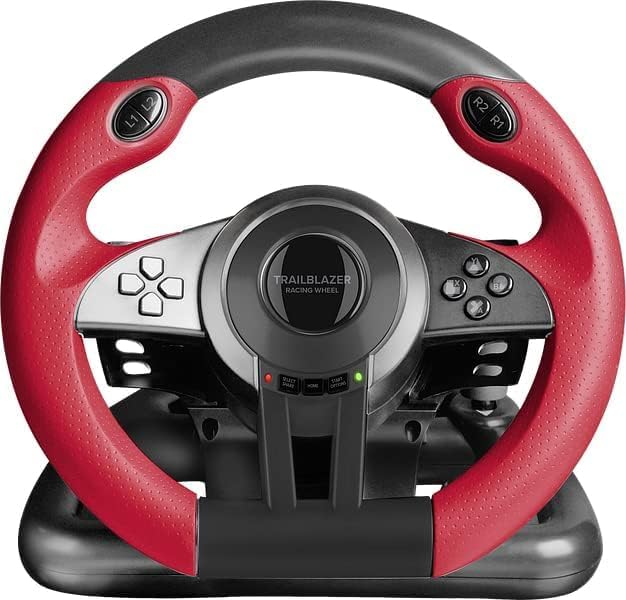 Speedlink TRAILBLAZER Racing Wheel - Volante para gaming para PS3/PS4, Xbox Series X/S/One y PC, levas de cambio y palanca de cambios, pedales ajustables, negro-rojo