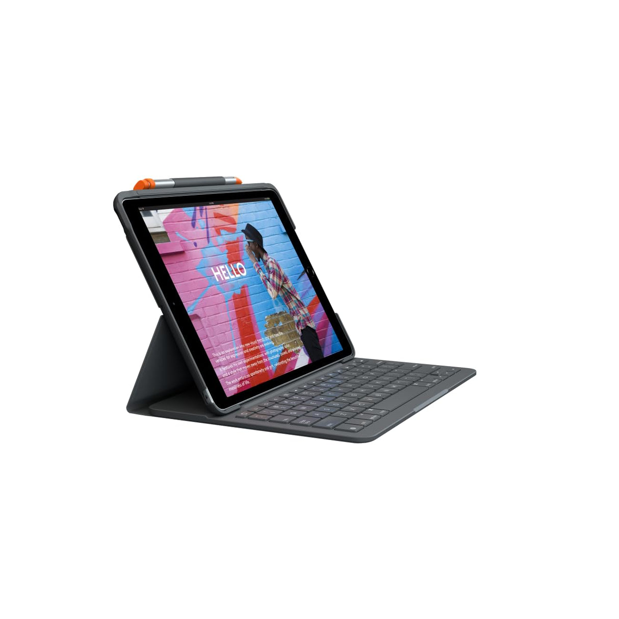 Logitech Slim Folio para iPad 7a y 8a generación, Disposición QWERTY Inglés Reino Unido, Gris