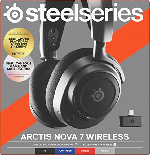 SteelSeries Arctis Nova 7 Wireless - Cascos Gaming Inalámbricos Multisistema - Controladores magnéticos de neodimio - 2,4GHz + Bluetooth - 38h de batería - Micro ClearCast Gen2 IA - PC,PS5,VR