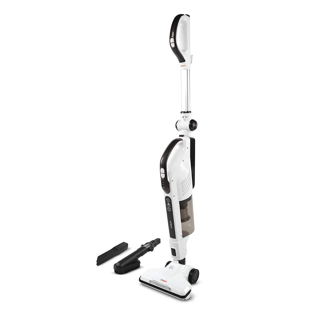 Polti Forzaspira Light and Clean, Escoba Eléctrica con Cable, Sin Bolsa, Tecnología Ciclónica, Filtro HEPA, Cepillo con Luces, Parking Vertical, Blanco y Gris