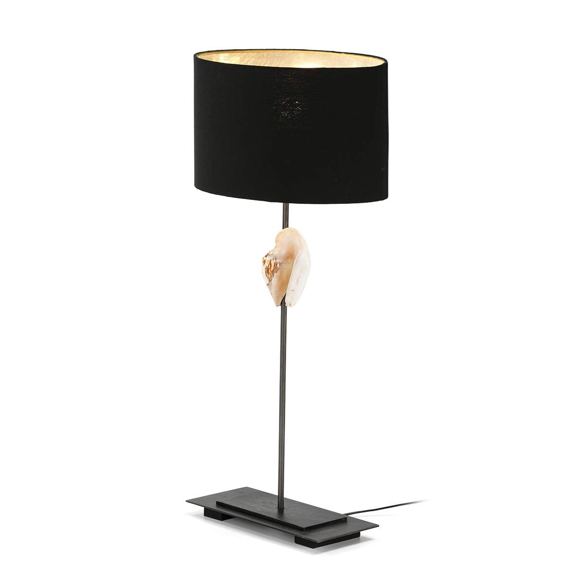 LAMPARA SOBREMESA 30X13X53 NACAR/METAL CON PANTALLA NEGRO