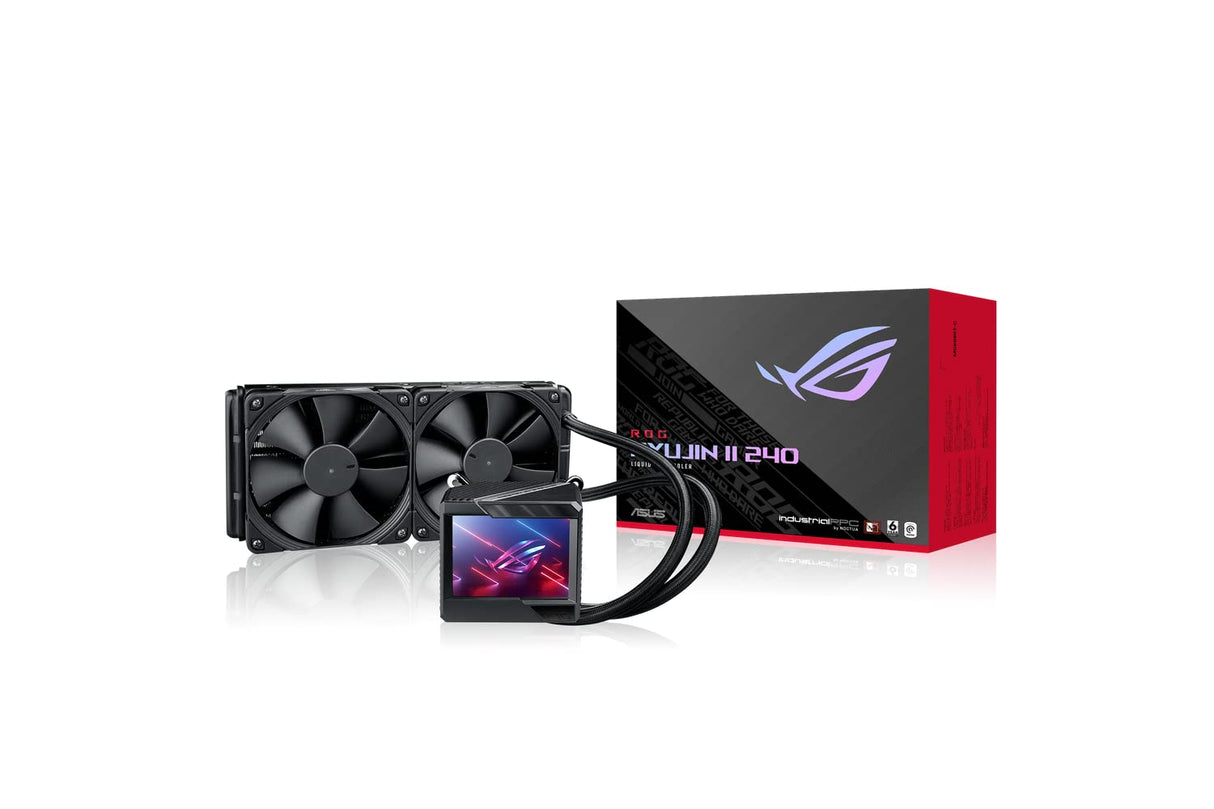 ASUS ROG Ryujin II 240 - Sistema de refrigeración líquida, pantalla LCD de 3.5", compatibilidad Intel LGA 1150/1151/1155/1156/1200/2066 y AMD AM4/TR4 y 2 ventiladores de radiador Noctua Inustrial PPC