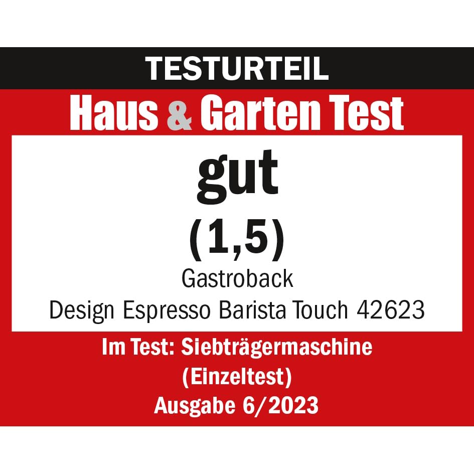 GASTROBACK #42623 Design Espresso Barista Touch - Máquina portafiltros programable con mecanismo cónico integrado y pantalla táctil LCD, bomba de espresso profesional italénica ULKA (15 bares), color