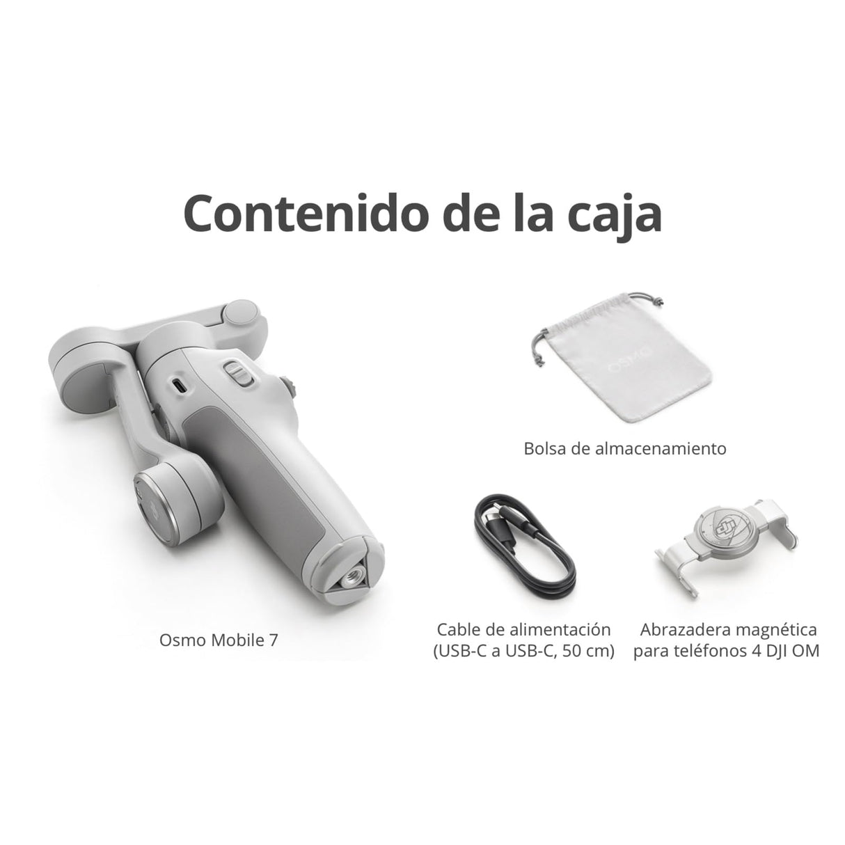 Estabilizador DJI Osmo Mobile 7 para iPhone, Android, Trípode integrado, Ultraligero, Estabilizador de teléfono de 3 ejes, ActiveTrack 7.0, ShotGuides, Edición con un toque, 10 horas de uso