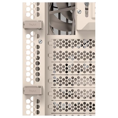 ASUS ProArt PA401 Wood Edition - Chasis ATX con Panel de Malla, Compatible con GPU de 314mm, Compatible con radiadores de 240 mm, Dos Ventiladores de 160mm, Soporte de PSU extraíble - Beige