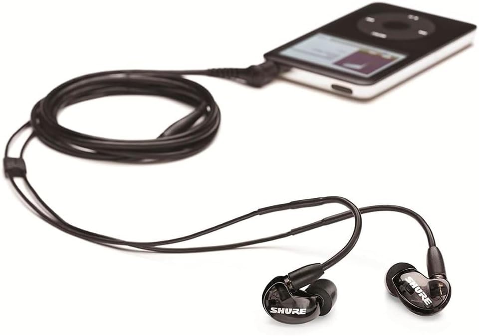 Shure SE215-K-E, auriculares in-ear con aislamiento de sonido de calidad, sonido cálido y con detalles con graves mejorados, cable desmontable,negro