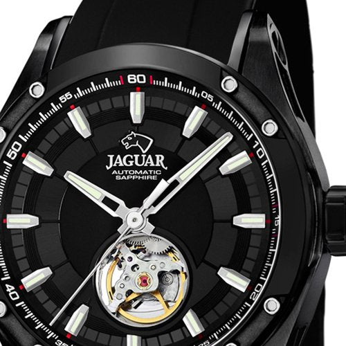 JAGUAR Reloj Modelo J813/1 de la colección AUTOMATICO, Caja de 45 mm Correa de Caucho Negro para Caballero
