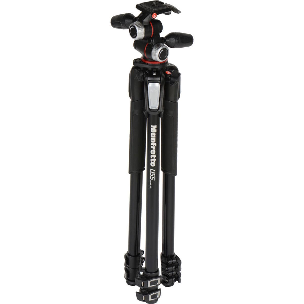 Manfrotto Trípode de Aluminio de 3 Secciones con Cabeza de 3 Vías, Kit de Accesorios de Fotografía Profesional, Trípode de Cámara con Cabezal